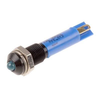 RS PRO Blue Panel Mount Indicator, 24V dc, 6mm Mounting Hole Size, Solder Tab Termination