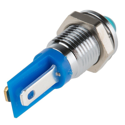 RS PRO Blue Panel Mount Indicator, 2V dc, 8mm Mounting Hole Size, Solder Tab Termination