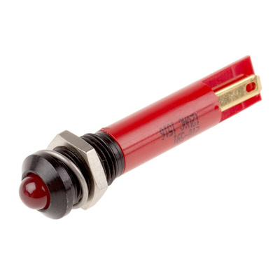 RS PRO Red Panel Mount Indicator, 12V ac, 8mm Mounting Hole Size, Solder Tab Termination