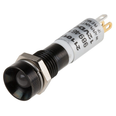 RS PRO Green, Red, Yellow Panel Mount Indicator, 12V dc, 8mm Mounting Hole Size, Solder Tab Termination