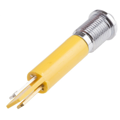 RS PRO Yellow Panel Mount Indicator, 12V, 8mm Mounting Hole Size, Solder Tab Termination, IP67