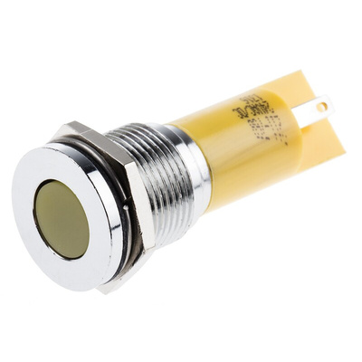 RS PRO Yellow Panel Mount Indicator, 16mm Mounting Hole Size, Solder Tab Termination