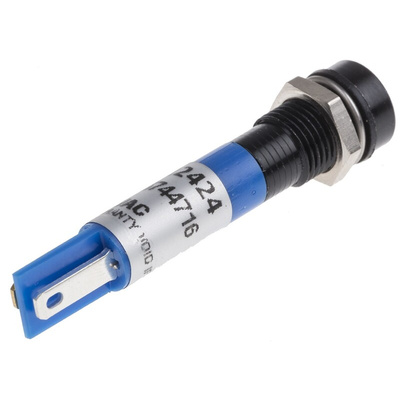 RS PRO Blue Panel Mount Indicator, 12V, 8mm Mounting Hole Size, Solder Tab Termination, IP67