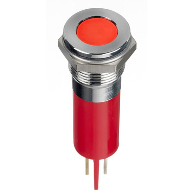 RS PRO Red Panel Mount Indicator, 12V dc, 12mm Mounting Hole Size, Faston, Solder Lug Termination, IP67
