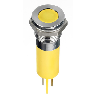 RS PRO Yellow Panel Mount Indicator, 220V ac, 12mm Mounting Hole Size, Faston, Solder Lug Termination, IP67