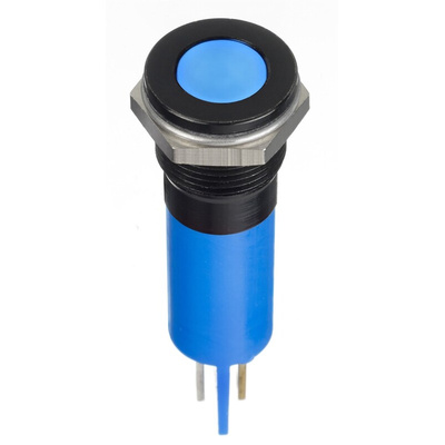 RS PRO Blue Panel Mount Indicator, 24V dc, 12mm Mounting Hole Size, Faston, Solder Lug Termination, IP67
