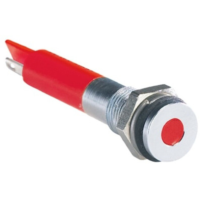 RS PRO Red Panel Mount Indicator, 12V dc, 6mm Mounting Hole Size, Solder Tab Termination, IP67