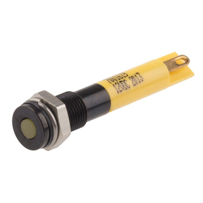 RS PRO Yellow Panel Mount Indicator, 12V dc, 6mm Mounting Hole Size, Solder Tab Termination, IP67