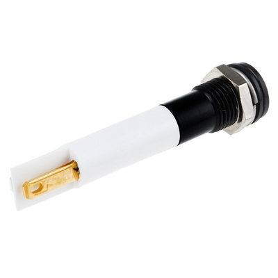 RS PRO White Panel Mount Indicator, 220V ac, 8mm Mounting Hole Size, Solder Tab Termination, IP67