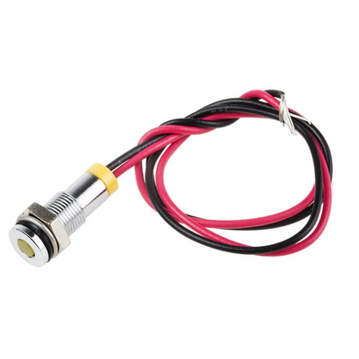 RS PRO Yellow Panel Mount Indicator, 2V dc, 6mm Mounting Hole Size, Lead Wires Termination, IP67