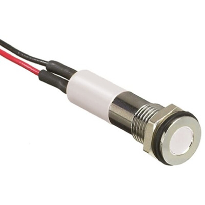 RS PRO White Panel Mount Indicator, 2V dc, 6mm Mounting Hole Size, Lead Wires Termination, IP67