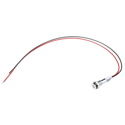 RS PRO White Panel Mount Indicator, 24V dc, 6mm Mounting Hole Size, Lead Wires Termination, IP67