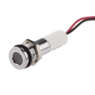 RS PRO White Panel Mount Indicator, 220V ac, 8mm Mounting Hole Size, Lead Wires Termination, IP67