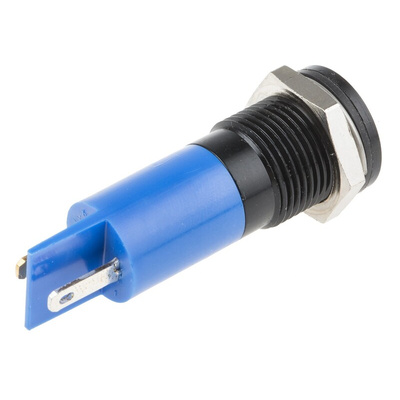 RS PRO Blue Panel Mount Indicator, 12V dc, 14mm Mounting Hole Size, Solder Tab Termination, IP67