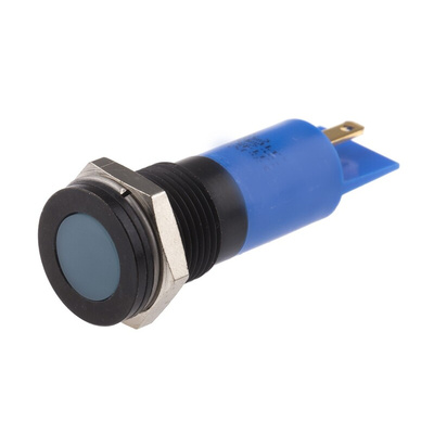 RS PRO Blue Panel Mount Indicator, 24V dc, 14mm Mounting Hole Size, Solder Tab Termination, IP67