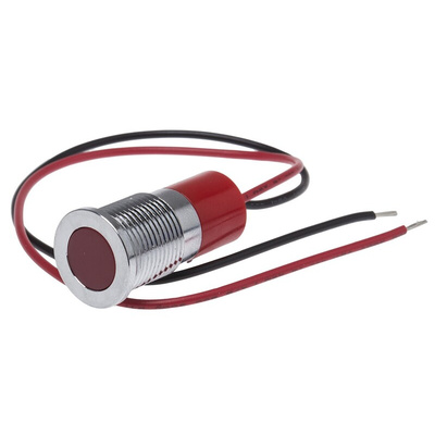 RS PRO Red Panel Mount Indicator, 220V ac, 14mm Mounting Hole Size, Lead Wires Termination, IP67