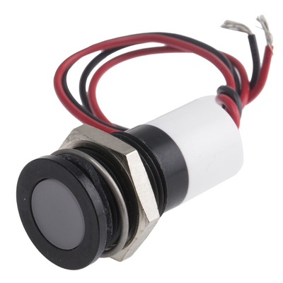 RS PRO White Panel Mount Indicator, 12V dc, 14mm Mounting Hole Size, Lead Wires Termination, IP67