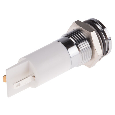 RS PRO White Panel Mount Indicator, 6 → 36V dc, 14mm Mounting Hole Size, Solder Tab Termination, IP67