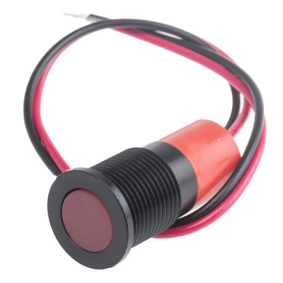 RS PRO Red Panel Mount Indicator, 6 → 36V dc, 14mm Mounting Hole Size, Lead Wires Termination, IP67