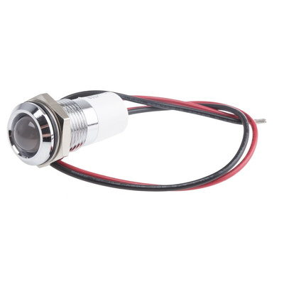RS PRO White Panel Mount Indicator, 220V ac, 14mm Mounting Hole Size, Lead Wires Termination, IP67