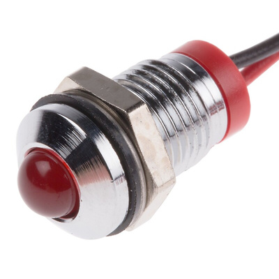 RS PRO Red Panel Mount Indicator, 2V dc, 8mm Mounting Hole Size, Lead Wires Termination, IP67