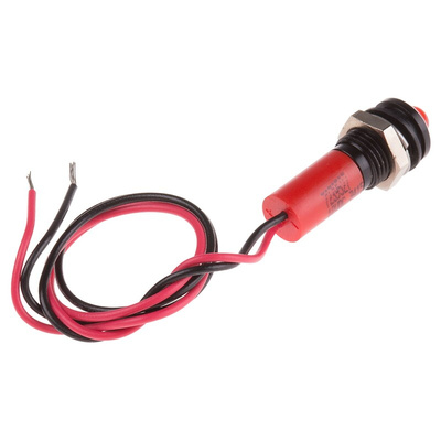 RS PRO Red Panel Mount Indicator, 12V dc, 8mm Mounting Hole Size, Lead Wires Termination, IP67