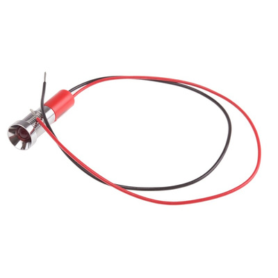 RS PRO Red Panel Mount Indicator, 110V ac, 8mm Mounting Hole Size, Lead Wires Termination, IP67