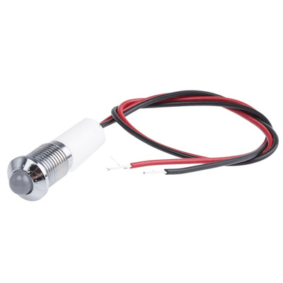 RS PRO White Panel Mount Indicator, 110V ac, 8mm Mounting Hole Size, Lead Wires Termination, IP67