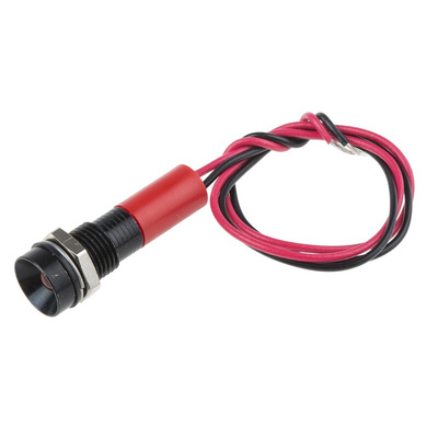 RS PRO Red Panel Mount Indicator, 110V ac, 8mm Mounting Hole Size, Lead Wires Termination, IP67