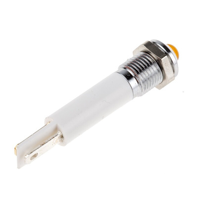RS PRO Orange Panel Mount Indicator, 24V dc, 8mm Mounting Hole Size, Faston, Solder Lug Termination, IP67