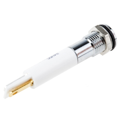 RS PRO Orange Panel Mount Indicator, 24V dc, 8mm Mounting Hole Size, Faston, Solder Lug Termination, IP67