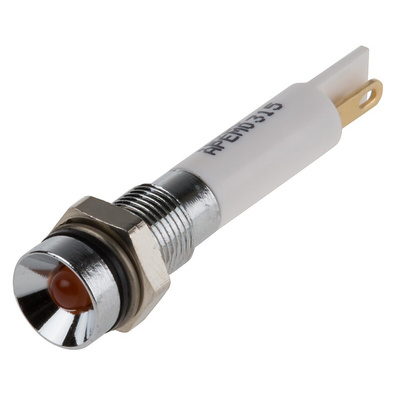 RS PRO Orange Panel Mount Indicator, 10.8 → 13.2V dc, 6mm Mounting Hole Size, IP67