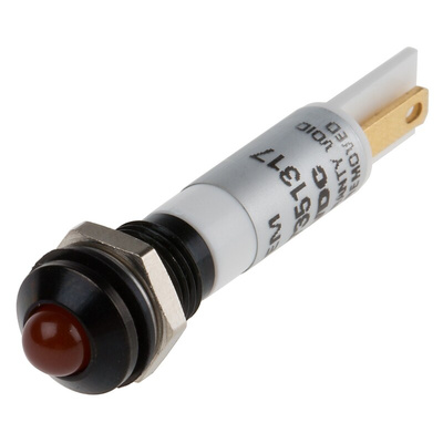 RS PRO Orange Panel Mount Indicator, 21.6 → 26.4V dc, 8mm Mounting Hole Size, IP67