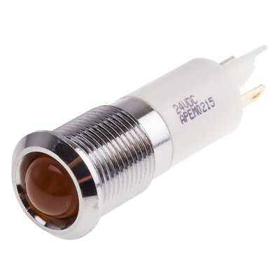 RS PRO Orange Panel Mount Indicator, 21.6 → 26.4V dc, 14mm Mounting Hole Size, IP67