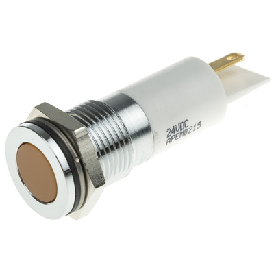 RS PRO Orange Panel Mount Indicator, 21.6 → 26.4V dc, 14mm Mounting Hole Size, IP67