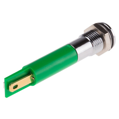 RS PRO Green Panel Mount Indicator, 110V ac, 8mm Mounting Hole Size, IP67