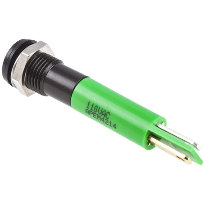 RS PRO Green Panel Mount Indicator, 110V ac, 8mm Mounting Hole Size, IP67