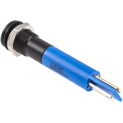 RS PRO Blue Panel Mount Indicator, 110V ac, 8mm Mounting Hole Size, IP67