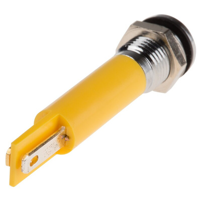 RS PRO Yellow Panel Mount Indicator, 220V ac, 8mm Mounting Hole Size, IP67