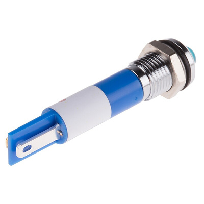 RS PRO Blue Panel Mount Indicator, 220V ac, 8mm Mounting Hole Size, IP67