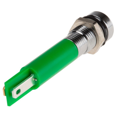 RS PRO Green Panel Mount Indicator, 220V ac, 8mm Mounting Hole Size, IP67