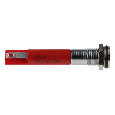 RS PRO Red Panel Mount Indicator, 220V ac, 8mm Mounting Hole Size, IP67