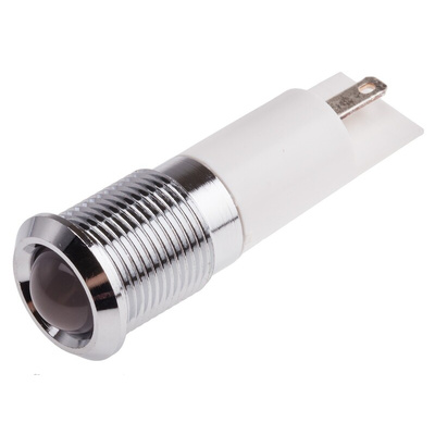 RS PRO White Panel Mount Indicator, 220V ac, 14mm Mounting Hole Size, Faston, Solder Lug Termination, IP67