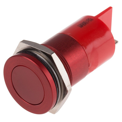 RS PRO Red Panel Mount Indicator, 12V, 22mm Mounting Hole Size, Faston, Solder Lug Termination, IP67