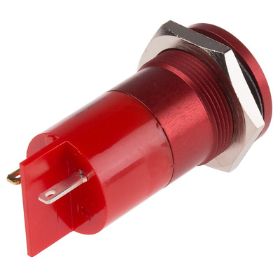 RS PRO Red Panel Mount Indicator, 22mm Mounting Hole Size, Faston, Solder Lug Termination, IP67