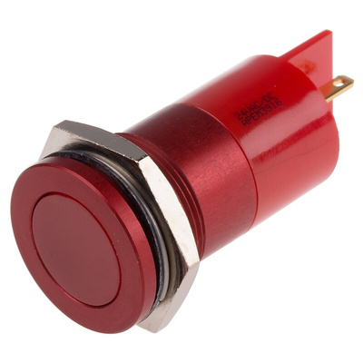 RS PRO Red Panel Mount Indicator, 22mm Mounting Hole Size, Faston, Solder Lug Termination, IP67