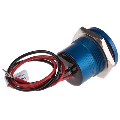 RS PRO Blue Panel Mount Indicator, 22mm Mounting Hole Size, Lead Wires Termination, IP67