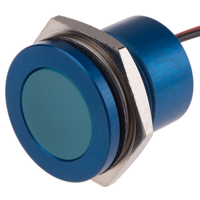 RS PRO Blue Panel Mount Indicator, 22mm Mounting Hole Size, Lead Wires Termination, IP67