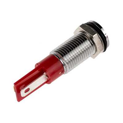 RS PRO Red Panel Mount Indicator, 12V dc, 8mm Mounting Hole Size, Faston, Solder Lug Termination, IP67