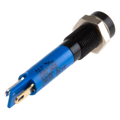 RS PRO Blue Panel Mount Indicator, 24V dc, 6mm Mounting Hole Size, Solder Tab Termination